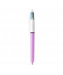 Bic 4 Colours Fun Boligrafo de Bola Retractil - Punta Media de 1.0mm - Tinta con Base de Aceite - Tinta de Colores: Rosa, Morado