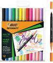 Bic Intensity Dual Tip Pack de 12 Rotuladores Doble Punta - Punta de Pincel + Punta Fina - Tinta con Base de Agua - Colores Clas