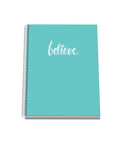 Dohe Serie Pastel Cuaderno con Espiral - Tamaño A4 de 100 Hojas 90gr - Hojas Microperforadas con 4 Taladros - Cuadricula 5mm - C