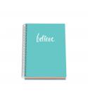 Dohe Serie Pastel Cuaderno con Espiral - Tamaño A5 de 100 Hojas 90gr - Hojas Microperforadas con 2 Taladros - Cuadricula 5mm - C