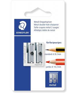 Staedtler Sacapuntas Metalico con Cuchilla de Metal - Angulo de Afilado de 23° y 30º - 2 Agujeros