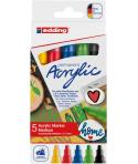 Edding 5100 Acrylic Pack de 5 Rotuladores Permanentes Acrilicos - Punta Redonda 2-3mm - Trazo Medio - Resistente a la Luz - Seca
