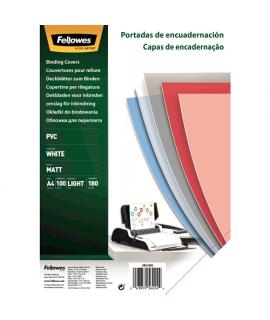 Fellowes Pack de 100 Portadas para Encuadernar de PVC A4 - 180 Micras - Alta Calidad - Color Blanco