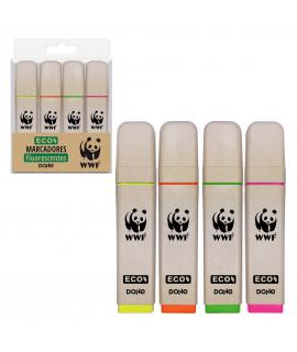 Dohe Pack de 4 Rotuladores Fluorescentes ECO - Punta Biselada - Trazo 1-5mm - Tinta con Base de Agua - Colores Surtidos