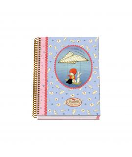 Dohe Santoro Poppi Loves Messenger Cuaderno Espiral Tapa Dura - Tamaño A5 de 100 Hojas 90gr - Hojas Microperforadas con 2 Taladr