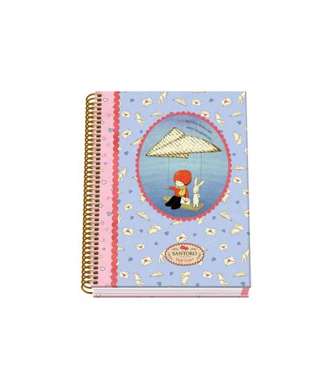 Dohe Santoro Poppi Loves Messenger Cuaderno Espiral Tapa Dura - Tamaño A5 de 100 Hojas 90gr - Hojas Microperforadas con 2 Taladr