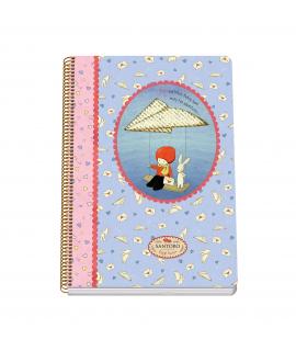 Dohe Santoro Poppi Loves Messenger Cuaderno Espiral Tapa Rigida - Tamaño Folio de 80 Hojas 90gr - Hojas con Cuadricula 4mm