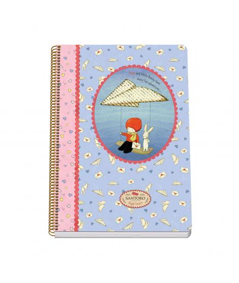 Dohe Santoro Poppi Loves Messenger Cuaderno Espiral Tapa Rigida - Tamaño Folio de 80 Hojas 90gr - Hojas con Cuadricula 4mm