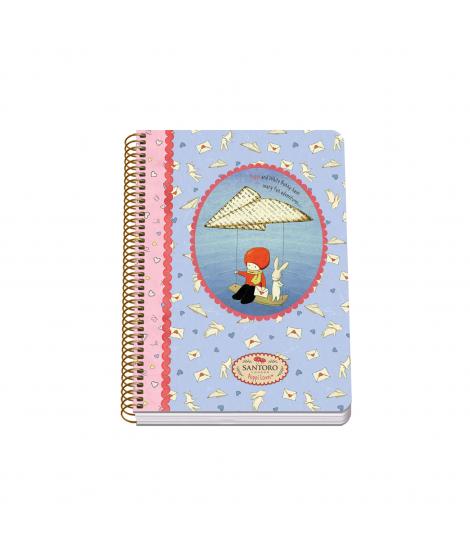 Dohe Santoro Poppi Loves Messenger Cuaderno Espiral Tapa Rigida - Tamaño A5 de 80 Hojas 90gr - Hojas con Cuadricula 4mm