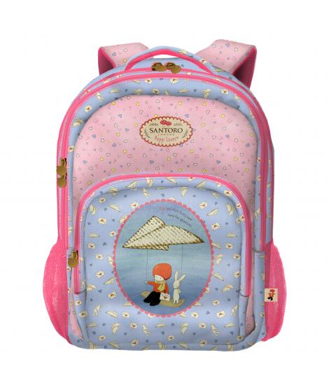 Dohe Santoro Poppi Loves Messenger Mochila Escolar Grande - 3 Compartimentos - Bolsillos Laterales - Tirantes Acolchados y Ajust