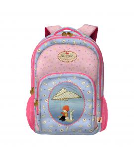 Dohe Santoro Poppi Loves Messenger Mochila Escolar Pequeña - 3 Compartimentos - Bolsillos Laterales - Tirantes Acolchados y Ajus