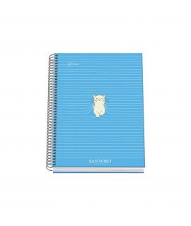 Dohe Santoro Felines Cuaderno Espiral Tapa Dura - Tamaño A5 de 100 Hojas 90gr - Hojas Microperforadas con 2 Taladros - Cuadricul
