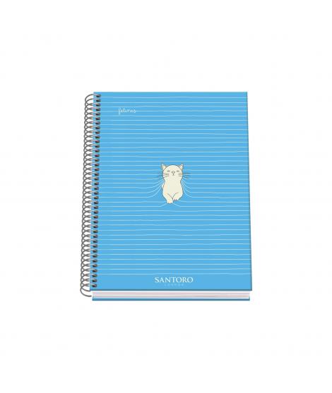 Dohe Santoro Felines Cuaderno Espiral Tapa Dura - Tamaño A5 de 100 Hojas 90gr - Hojas Microperforadas con 2 Taladros - Cuadricul