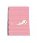Dohe Santoro Felines Cuaderno Espiral Tapa Rigida - Tamaño Folio de 80 Hojas 90gr - Hojas con Cuadricula 4mm
