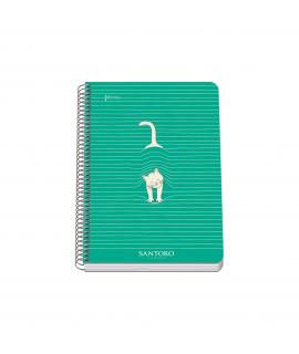 Dohe Santoro Felines Cuaderno Espiral Tapa Rigida - Tamaño A5 de 80 Hojas 90gr - Hojas con Cuadricula 4mm