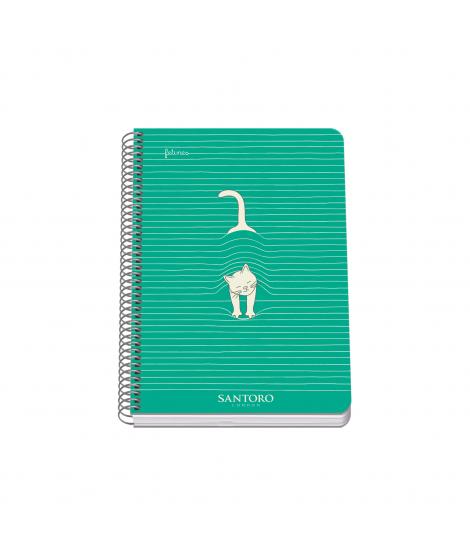 Dohe Santoro Felines Cuaderno Espiral Tapa Rigida - Tamaño A5 de 80 Hojas 90gr - Hojas con Cuadricula 4mm