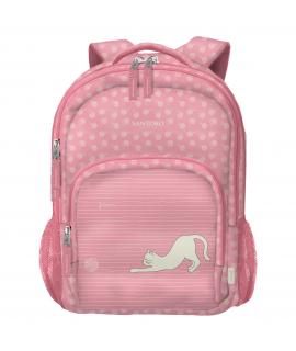Dohe Santoro Felines Mochila Escolar Grande - 3 Compartimentos - Bolsillos Laterales - Tirantes Acolchados y Ajustables - Asa Su