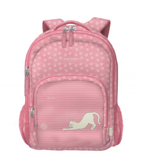 Dohe Santoro Felines Mochila Escolar Grande - 3 Compartimentos - Bolsillos Laterales - Tirantes Acolchados y Ajustables - Asa Su