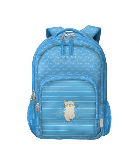 Dohe Santoro Felines Mochila Escolar Pequeña - 3 Compartimentos - Bolsillos Laterales - Tirantes Acolchados y Ajustables - Asa S