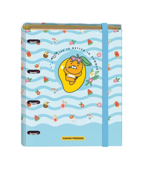 Dohe Kakao Friends Summer Holiday Carpeta de 4 Anillas Formato A4 con Recambio de 100 Hojas - 4 Separadores de Colores - Cierre 