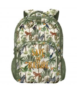 Dohe WWF Save the Nature Mochila Escolar Grande - 3 Compartimentos - Bolsillos Laterales - Tirantes Acolchados y Ajustables - Ad