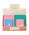 Dohe Santoro Felines Expositor de 12 Cuadernos Cartone - Tamaños A5 y A6 - 96 Hojas Lisas en Papel Ahuesado de 80 g/m2 - Cierre 