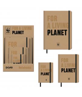 Dohe WWF Classic Expositor de 12 Cuadernos Cartone - Tamaños A4, A5 y A6 - 96 Hojas Lisas en Papel Ahuesado de 80 g/m2 - Cierre 