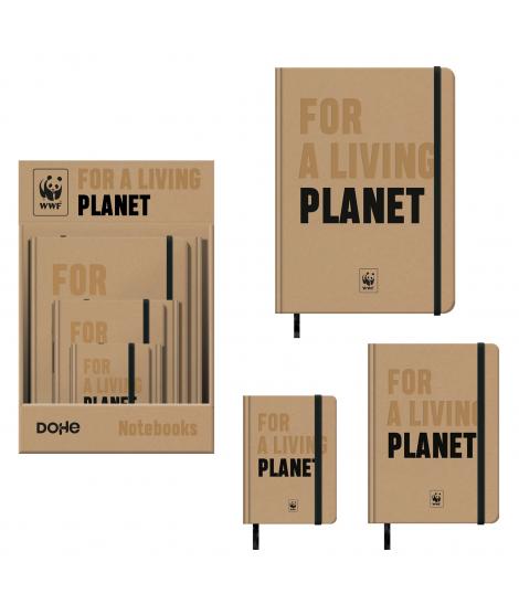 Dohe WWF Classic Expositor de 12 Cuadernos Cartone - Tamaños A4, A5 y A6 - 96 Hojas Lisas en Papel Ahuesado de 80 g/m2 - Cierre 