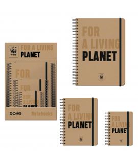 Dohe WWF Classic Expositor de 12 Cuadernos Espiral Wireo - Tamaños A4, A5 y A6 - 96 Hojas Lisas en Papel Ahuesado de 80 g/m2 - C