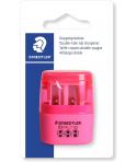 Staedtler Sacapuntas Doble Uso con Deposito - 2 Agujeros - De 8.2mm hasta 10.2mm - Color Rosa Neon