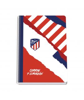 Dohe Atletico de Madrid Coraje y Corazon Cuaderno Espiral Tapa Rigida - Tamaño Folio de 80 Hojas 90gr - Hojas con Cuadricula 4mm