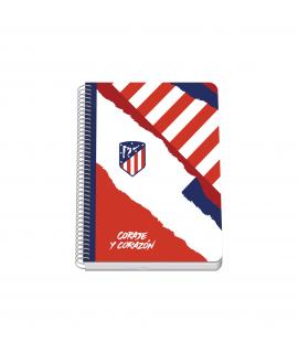 Dohe Atletico de Madrid Coraje y Corazon Cuaderno Espiral Tapa Rigida - Tamaño A5 de 80 Hojas 90gr - Hojas con Cuadricula 4mm