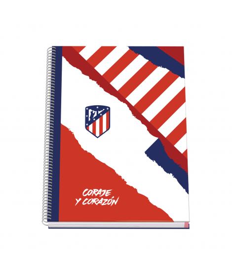 Dohe Atletico de Madrid Coraje y Corazon Cuaderno Espiral con Cubierta en Carton Forrado - Tamaño A4 de 100 Hojas 90gr - Hojas M