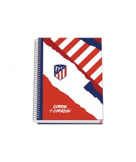 Dohe Atletico de Madrid Coraje y Corazon Cuaderno Espiral Tapa Dura - Tamaño A5 de 100 Hojas 90gr - Hojas Microperforadas con 2 