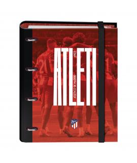 Dohe Atletico de Madrid Atleti Carpeta de 4 Anillas Formato A4 con Recambio de 100 Hojas - 4 Separadores de Colores - Cierre