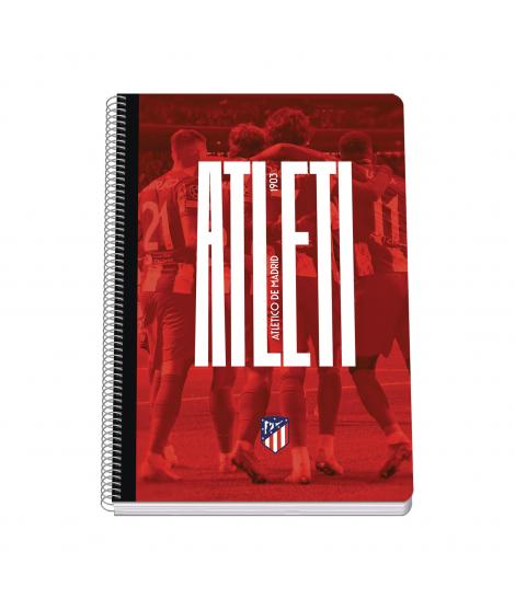 Dohe Atletico de Madrid Atleti Cuaderno Espiral Tapa Rigida - Tamaño Folio de 80 Hojas 90gr - Hojas con Cuadricula 4mm