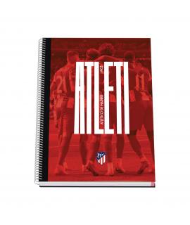 Dohe Atletico de Madrid Atleti Cuaderno Espiral con Cubierta en Carton Forrado - Tamaño A4 de 100 Hojas 90gr - Hojas Microperfor