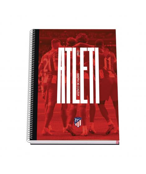 Dohe Atletico de Madrid Atleti Cuaderno Espiral con Cubierta en Carton Forrado - Tamaño A4 de 100 Hojas 90gr - Hojas Microperfor