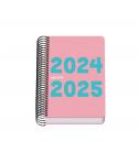 Dohe Memory Agenda Escolar Espiral A6 - Dia Pagina - Papel 70g/m2 - Cubierta de Polipropileno - Color Rosa