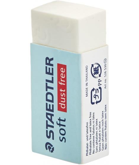 Staedtler Soft 526 S30 Goma de Borrar - Plastico - Maxima Limpieza - Faja Protectora - No Decolora el Papel - Color Blanco