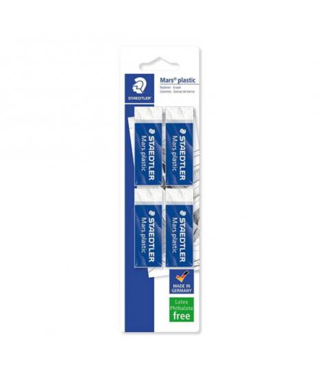 Staedtler Mars Plastic 526 50 Pack de 4 Gomas de Borrar - Plastico - Alta Precision - Color Blanco