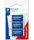 Staedtler Mars Plastic Pack de 3 Gomas de Borrar - Plastico - Alta Precision - Color Blanco