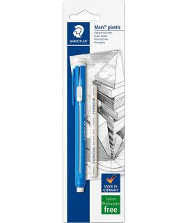 Staedtler Mars Plastic 528 50 Pack de 1 Portagomas en Forma de Lapiz + 1 Goma de Repuesto - Con Cursor para Deslizar la Goma - S