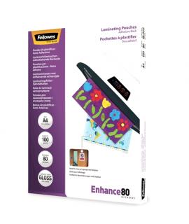 Fellowes Pack de 100 Fundas Autoadhesivas para Plastificar Brillo A4 - 80 Micras - Alta Calidad - Transparente