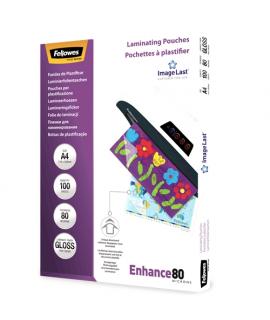 Fellowes Pack de 100 Fundas para Plastificar Brillo A4 - 80 Micras - Alta Calidad - Transparente