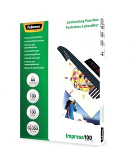 Fellowes Pack de 100 Fundas para Plastificar Brillo A4 - 100 Micras - Alta Calidad - Transparente