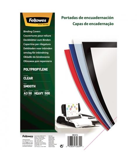 Fellowes Pack de 50 Portadas de Polipropileno A3 - 500 Micras - Alta Calidad - Transparente