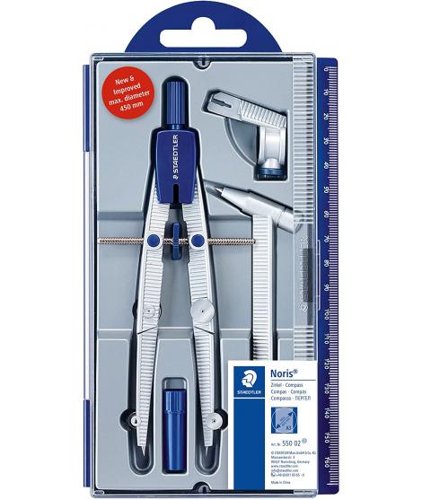 Staedtler Noris 550 02 Compas de Precision - Aguja y Mina Intercambiables - Mecanismo de Ajuste Rapido