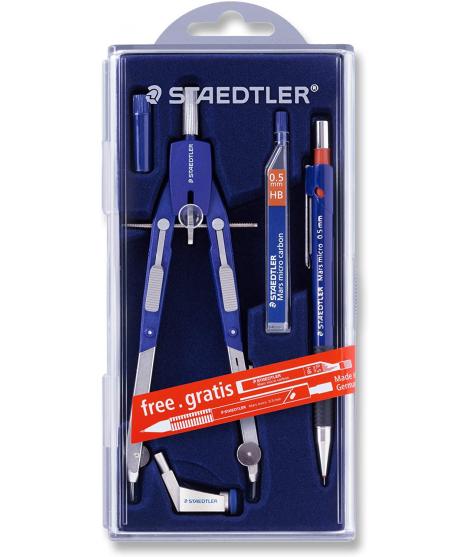 Staedtler Mars 552 Compas de Precision - Diametro Maximo 350mm - Compas de Aiuste Rapido - Patas Articuladas - Aguja Intercambia