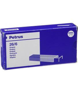 Petrus Caja de 5000 Grapas 266 Cobreadas - Hasta 30 Hojas - Patilla de 6mm